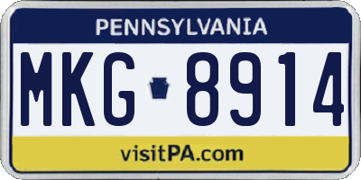PA license plate MKG8914