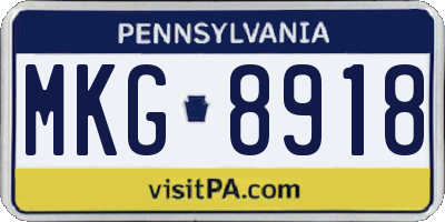 PA license plate MKG8918