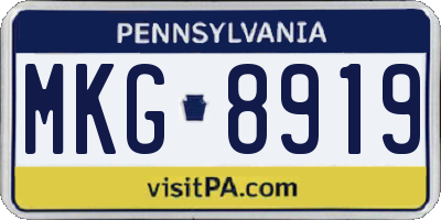 PA license plate MKG8919