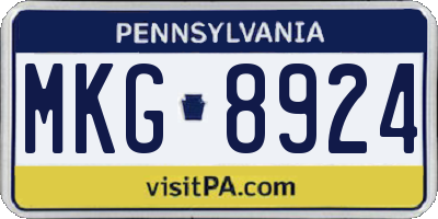 PA license plate MKG8924