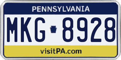 PA license plate MKG8928
