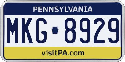 PA license plate MKG8929