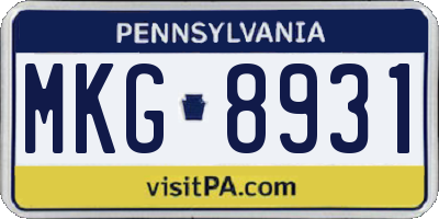 PA license plate MKG8931