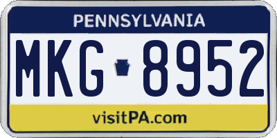 PA license plate MKG8952