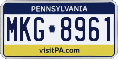 PA license plate MKG8961