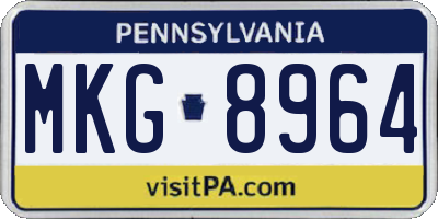 PA license plate MKG8964