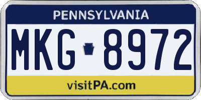 PA license plate MKG8972