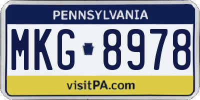 PA license plate MKG8978