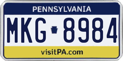 PA license plate MKG8984