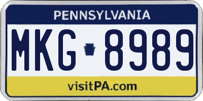 PA license plate MKG8989