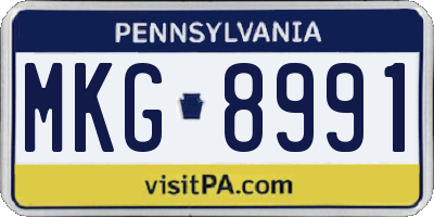 PA license plate MKG8991
