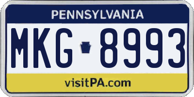 PA license plate MKG8993