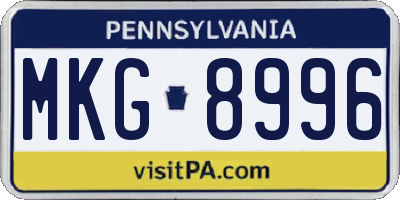 PA license plate MKG8996