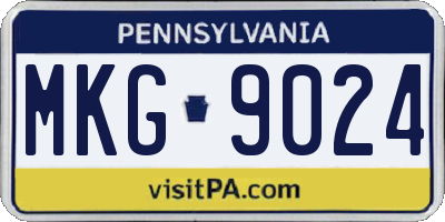 PA license plate MKG9024