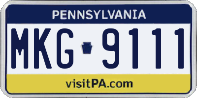PA license plate MKG9111