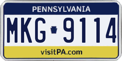 PA license plate MKG9114