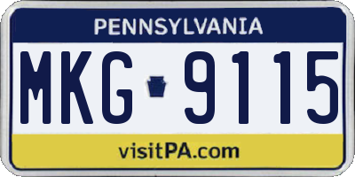 PA license plate MKG9115