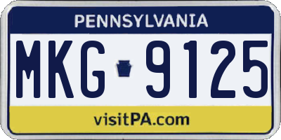 PA license plate MKG9125