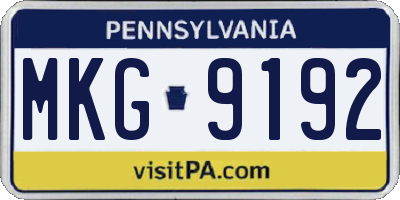 PA license plate MKG9192
