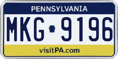 PA license plate MKG9196