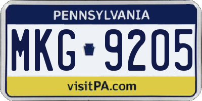PA license plate MKG9205