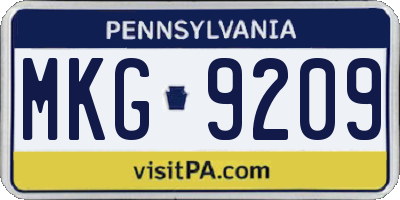 PA license plate MKG9209