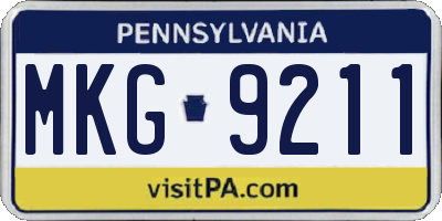 PA license plate MKG9211