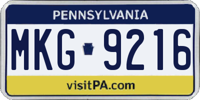 PA license plate MKG9216