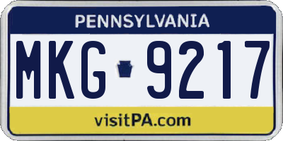 PA license plate MKG9217