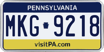 PA license plate MKG9218