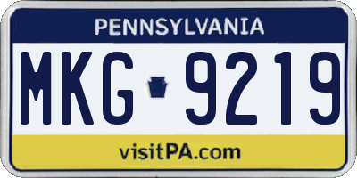 PA license plate MKG9219