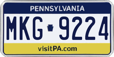 PA license plate MKG9224