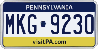 PA license plate MKG9230