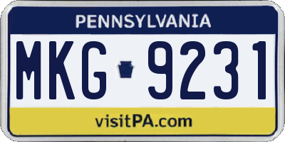 PA license plate MKG9231