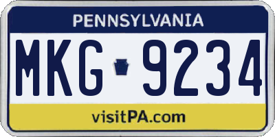 PA license plate MKG9234