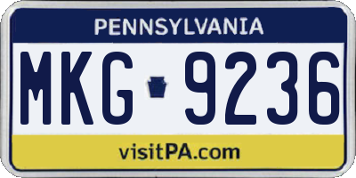PA license plate MKG9236