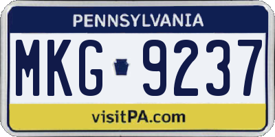 PA license plate MKG9237