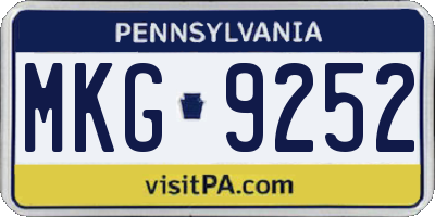 PA license plate MKG9252
