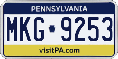 PA license plate MKG9253