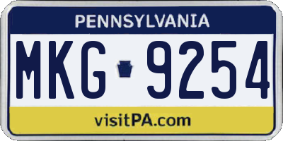 PA license plate MKG9254