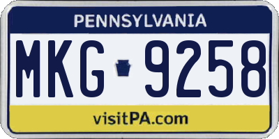 PA license plate MKG9258