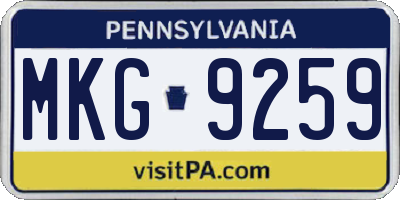 PA license plate MKG9259