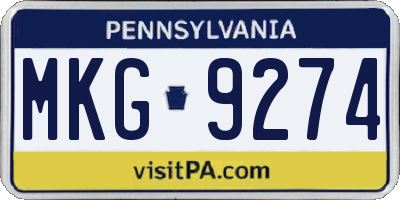 PA license plate MKG9274