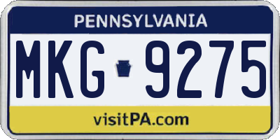 PA license plate MKG9275