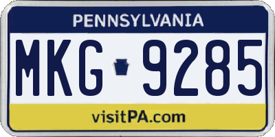 PA license plate MKG9285