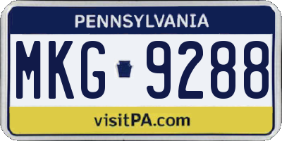 PA license plate MKG9288
