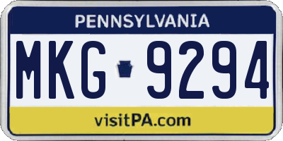 PA license plate MKG9294