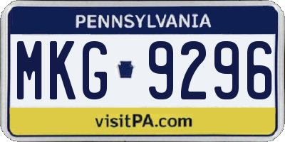 PA license plate MKG9296