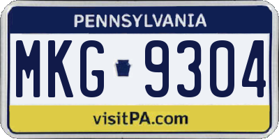 PA license plate MKG9304