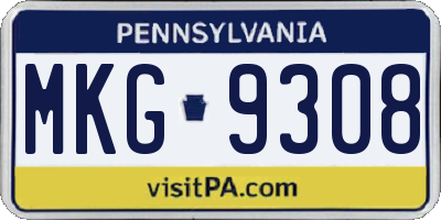 PA license plate MKG9308